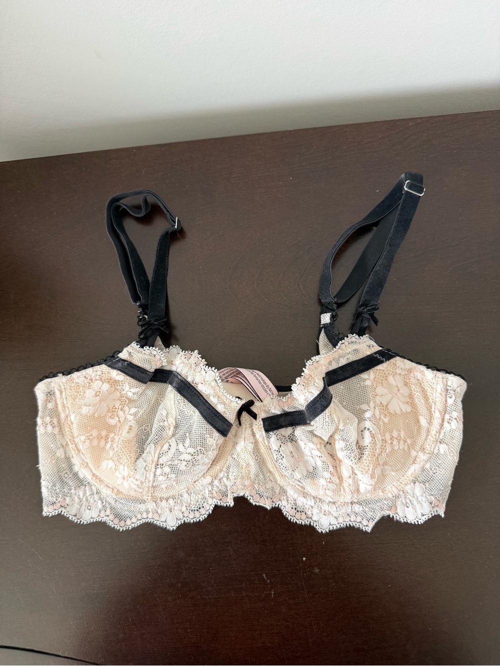 Victoria's Secret Beige and Black Lace Balconette Bra